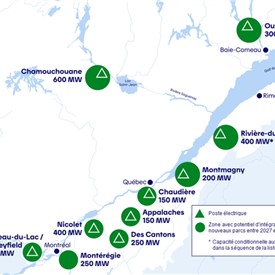Integration potential into Hydro-Quebecs grid for commissioning in 2027, 2028 and 2029